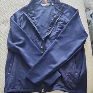 Peter Millar Navy Full-Zip Jacket with Orange Accent